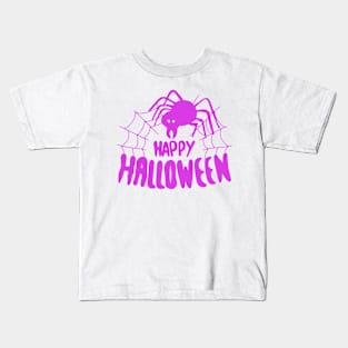 Happy Halloween Spider web pink Kids T-Shirt